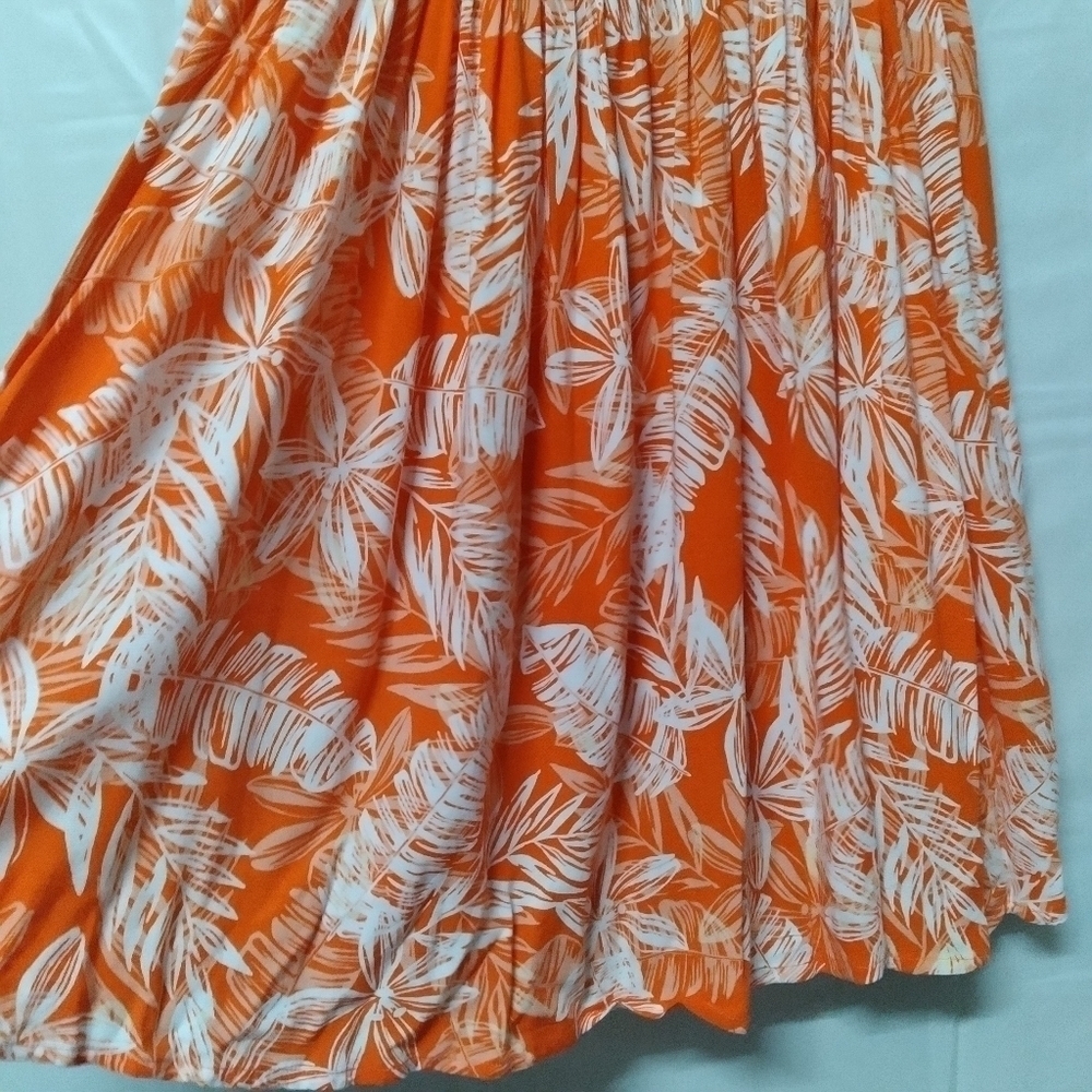 🦋 Apricot Orange Palm Leaf Dress Medium - Picture 3 of 9
